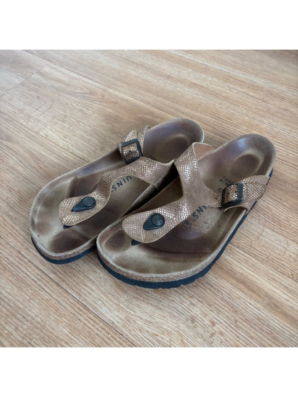 Genuins Spain Slide On Thong Strap Cork Bed Sandals Brown Women’s Size 39